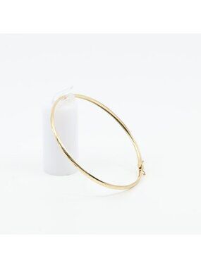 Unique 10K Solid Yellow Gold Designer Diamond Cut Bangle Bracelet - 7.75" Length